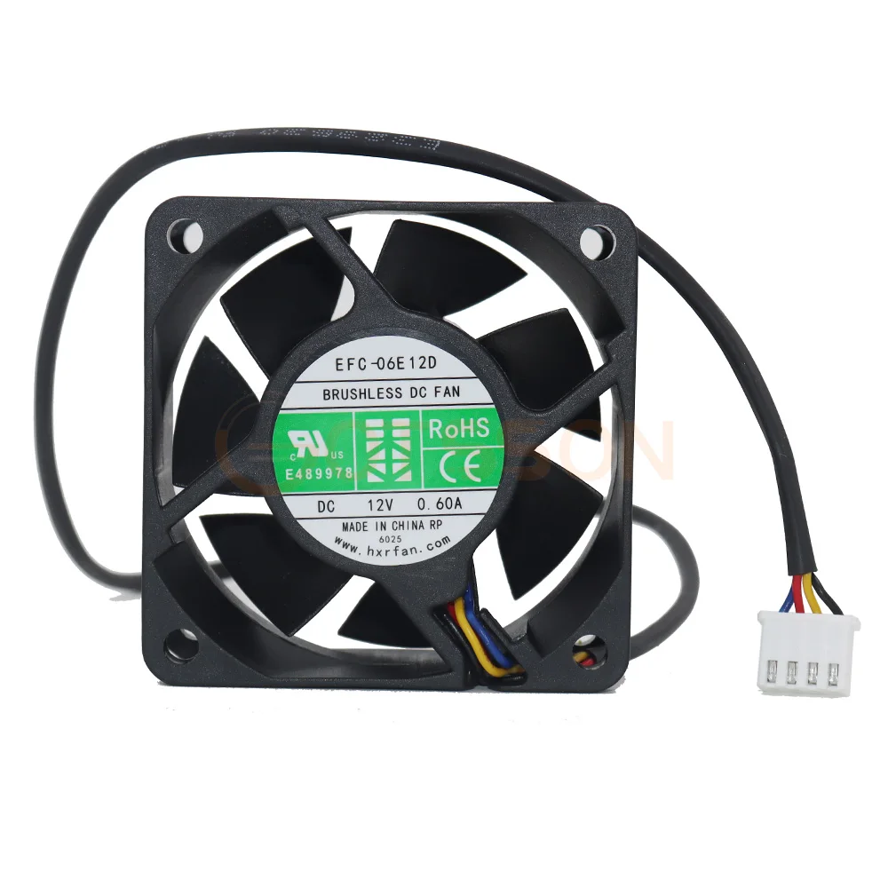 

4pin 4wires EFC-06E12D 6025 6CM 60MM 60*60*25MM pwm 5800rpm DC 12V 0.6A Power Supply PSU Axial Cooling Fan cooler