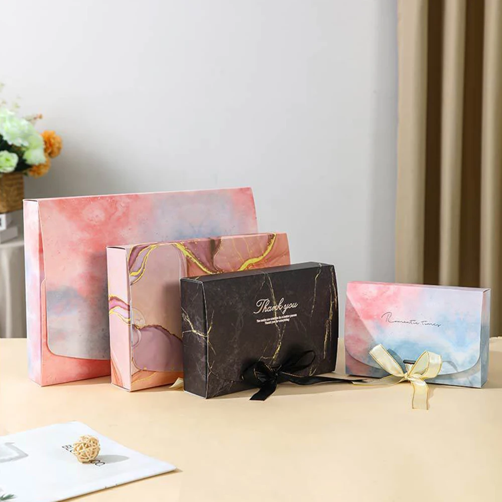 10Pcs/Lot Jewelry Box with Bow Exquisite Scarf Packaging Case for DIY Gift White Card Business Clothing Christmas Valentines Day