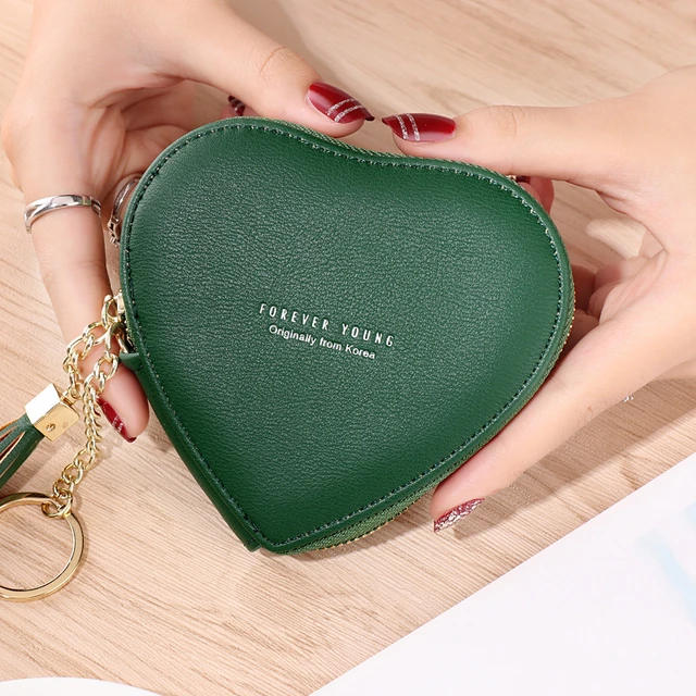 Monogrammed Letters Coin Purse Saffiano Genuine Leather Purse Women Small  Bag Heart Shape Ladies Purse Fashion Mini Card Holder - AliExpress