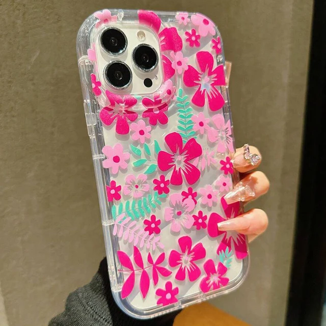 Flower Summer Pink Floral Phone Case For iPhone 13 11 12 14 15 16 Pro Max 16E XR X XS 7 8 Plus SE2 Shockproof Transparent Cover - Image 2
