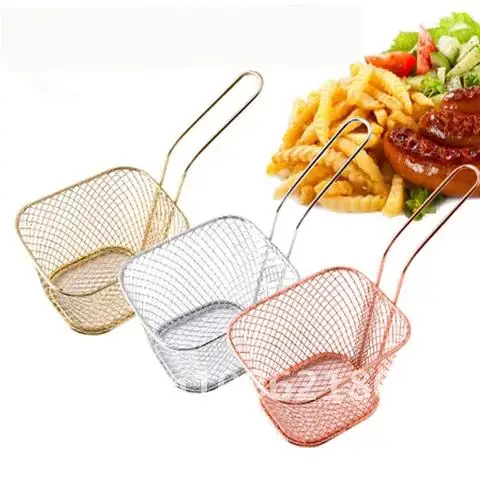 

Steel French Fries Basket Grease Trap Stainless Fried Mesh Western Food Snack Food Basket Fried Mesh