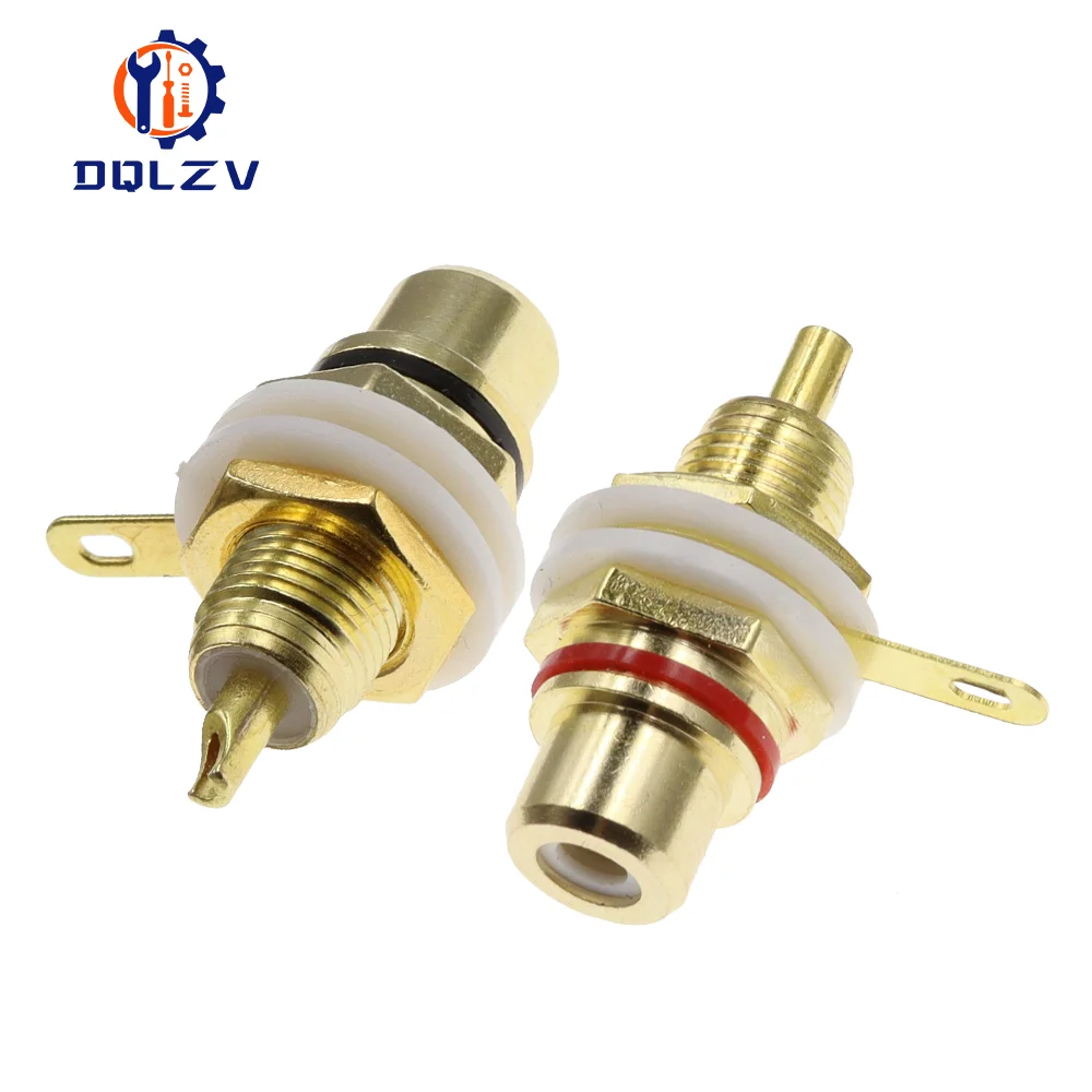 2 Connettori RCA Femmina A Saldare - Presa Jack In Rame Placcato Oro Per Montaggio A Pannello, Diametro 14,5mm