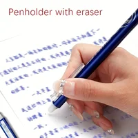 12pcs Press Type Erasable Gel Pens 0.5mm Black/Blue Ink Bullet Washable Handle Magic Refills Rod Super Capacity Ink Writing 4