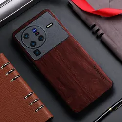 Bamboo Wood Pattern Leather Explosion - Proof Back Cover Case for Vivo X80 (BR)