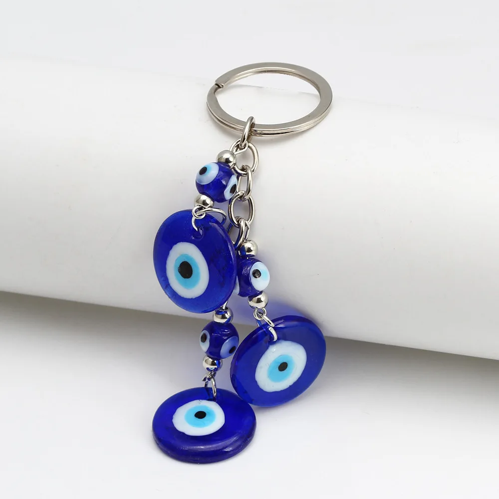 keychain blue Evil Eye Enamel Pendant Keychains Blue Eye Keyring School Bag Car Key Jewelry Accessories