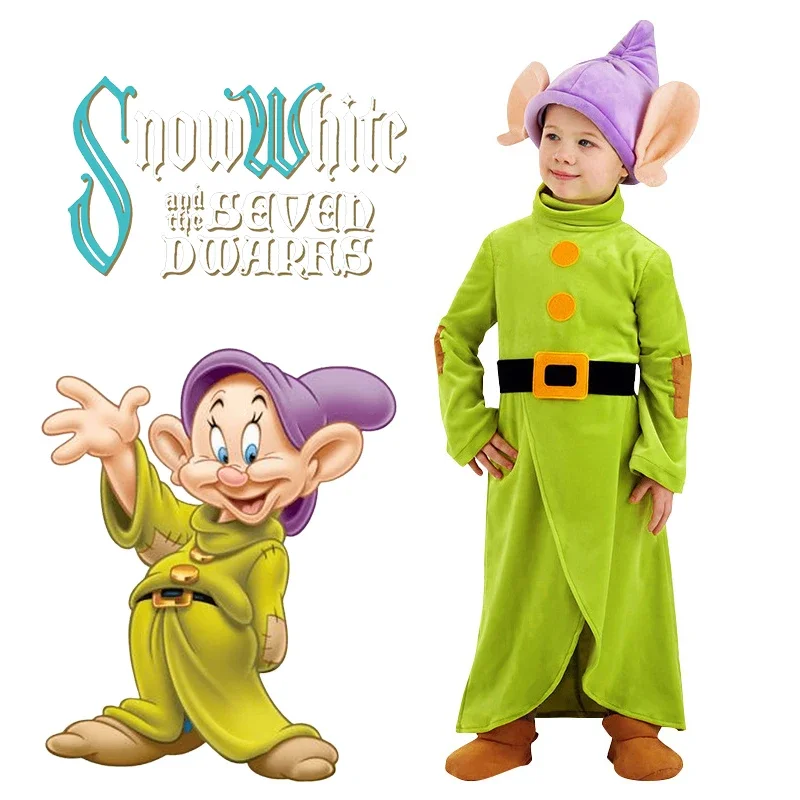 

Kids Dopey Costumes Snow White and The Seven Dwarfs Cosplay Dopey Boys Child Bodysuit Hat Suit Halloween Costume Clothes