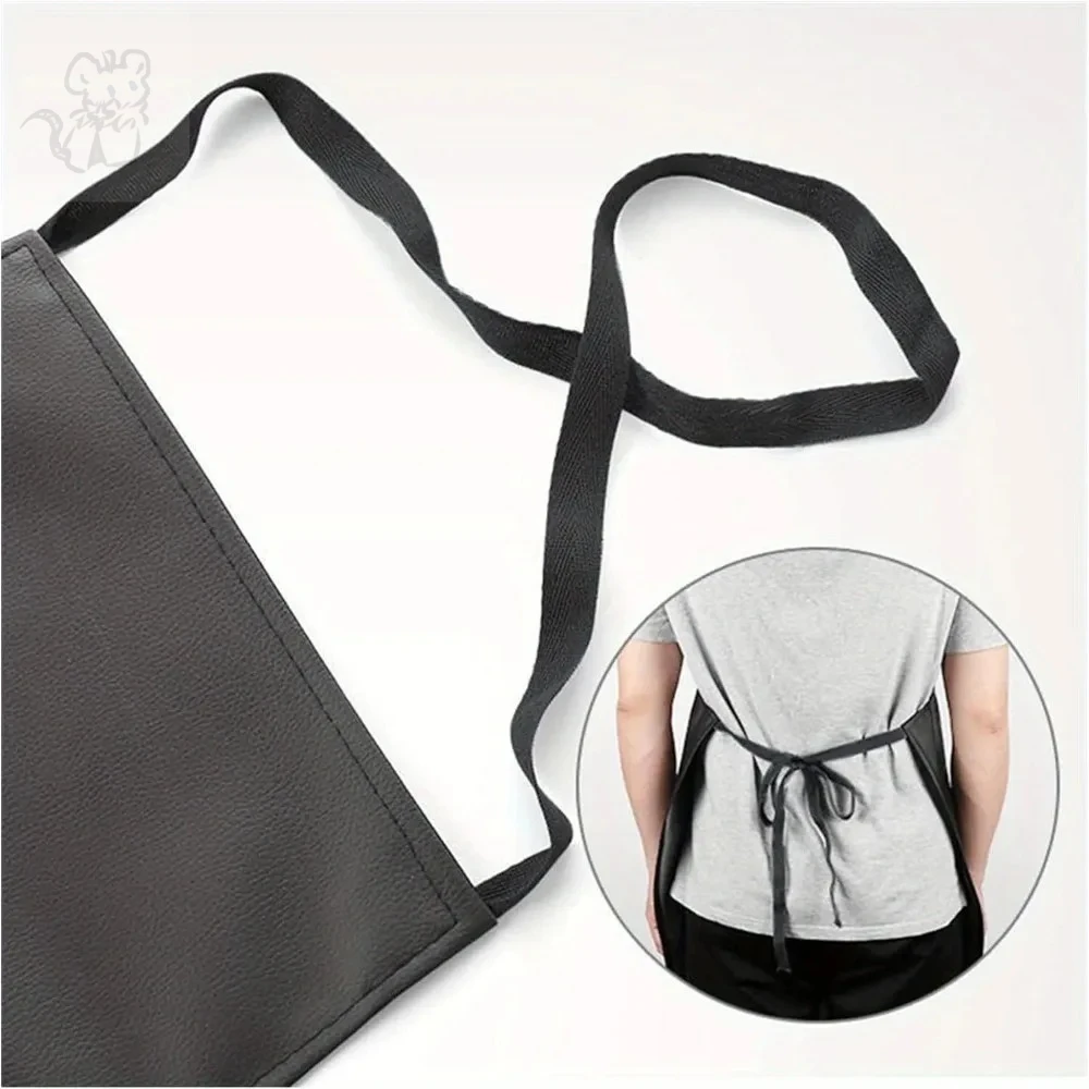 PU Leather Heavy Duty Waterproof Apron for Dishwashing 40 Inch Work Apron PU Leather Dishwasher for Men Cleaning Lig