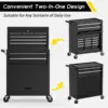 8 Drawer Rolling Tool Chest Large Capacity Rolling Tool Box with Wheels Locking Mechanical Tool Chest Portable Metal (Black) 6