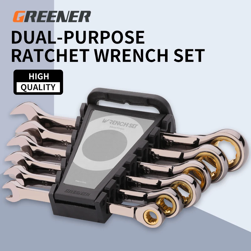 

GREENE RQuick Ratchet Wrench Industrial Grade Small Opening Gear Dualuse Labor-saving Multitool Key Spanners Car Repair Tool Set