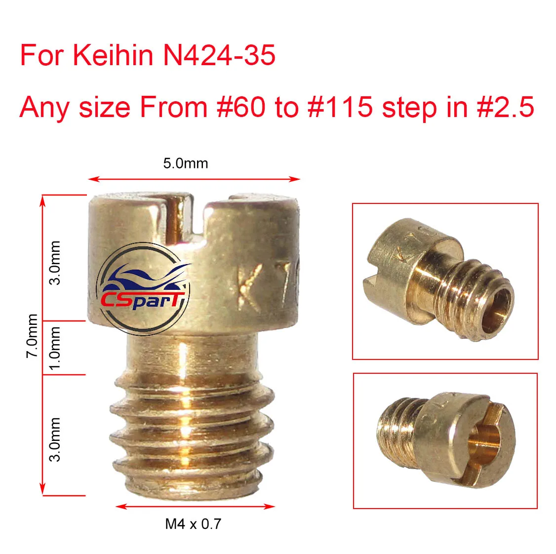 

Size #100 to #115 M4 carburetor main Jet injectors Nozzle For Keihin N424-35 CVK PE PZ PWK Carburetor