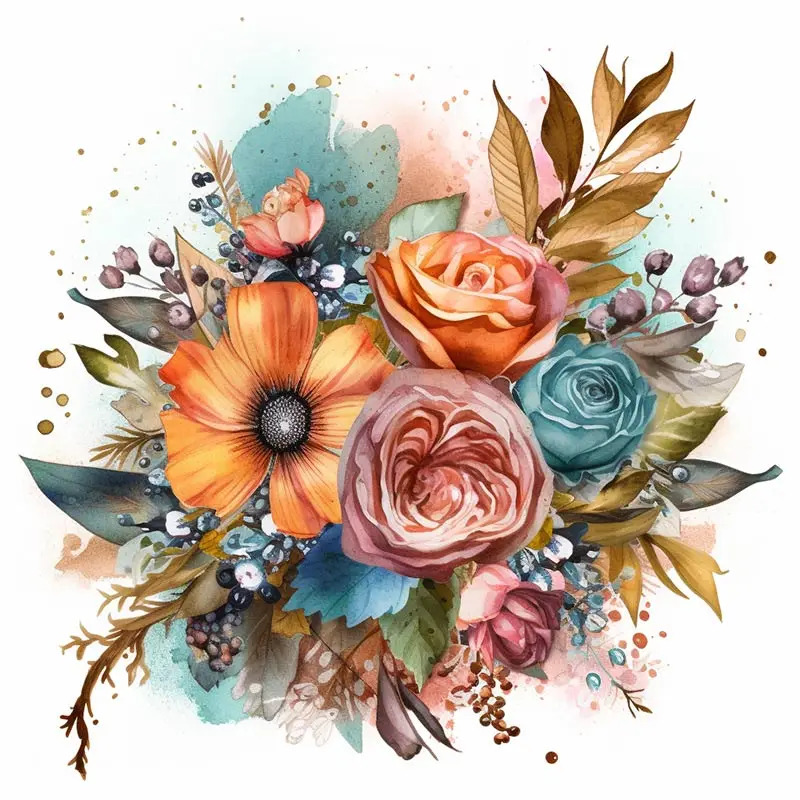 Gorgeous Bouquet Wall Sticker Bathroom Toilet Decor Living Room Cabinet Refrigerator Home Decoration Decals E85