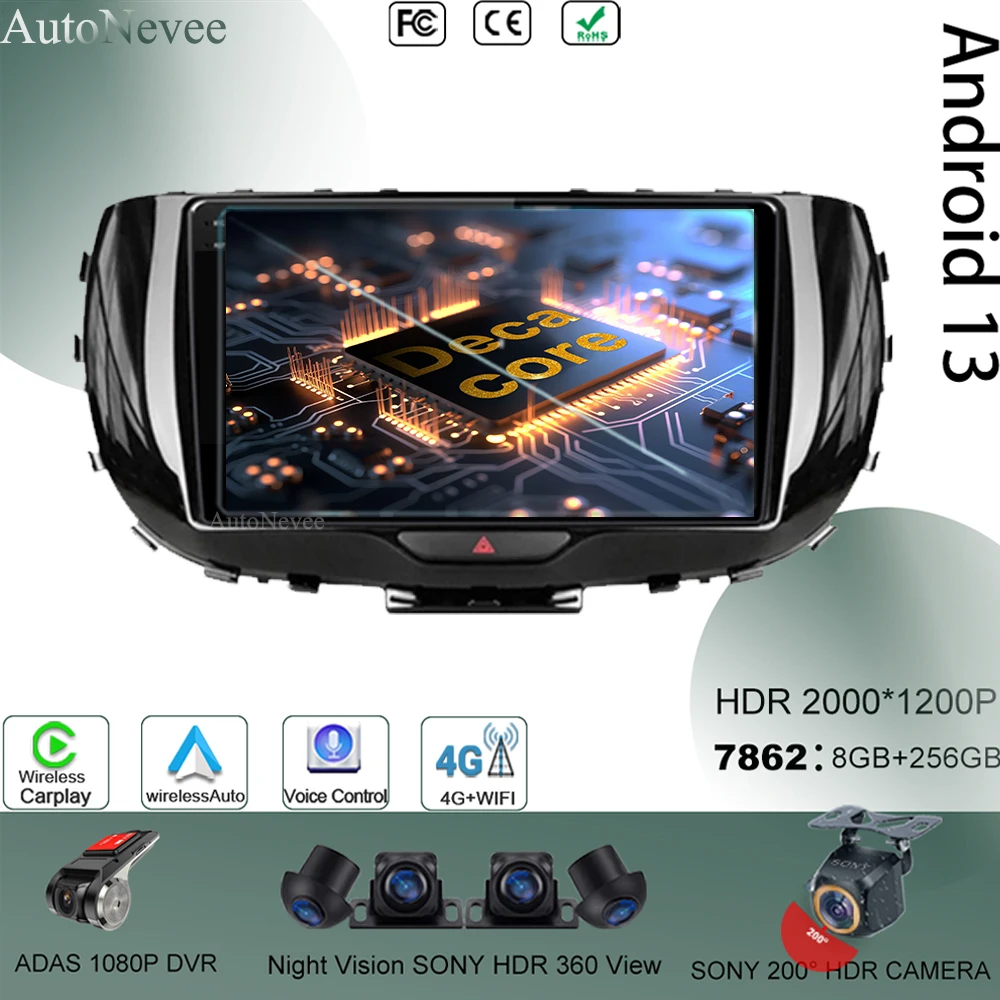

Android 13 For Kia Soul SK3 2019 - 2020 Stereo Car BT QLED Screen Video Player 5G Wifi GPS Multimedia Autoradio Carplay