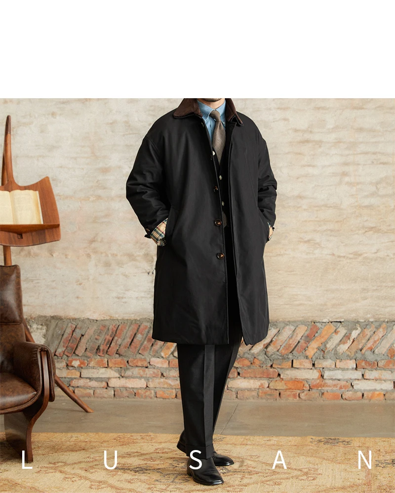 Herr. Deer San Vintage Gentry Daunenmantel, mittellang, italienischer Wintermantel, warmer Daunenmantel, dicker Mantel, trendige Herren – Detail 31