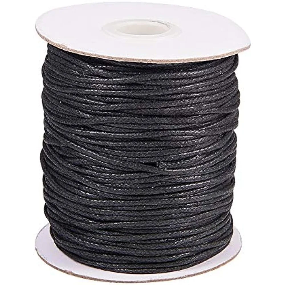 

100 Yards 1.5mm Waxed Cotton Cord Black Waxed Thread Beading String for Bracelet Necklace Waist Beads Making Crafting Beading