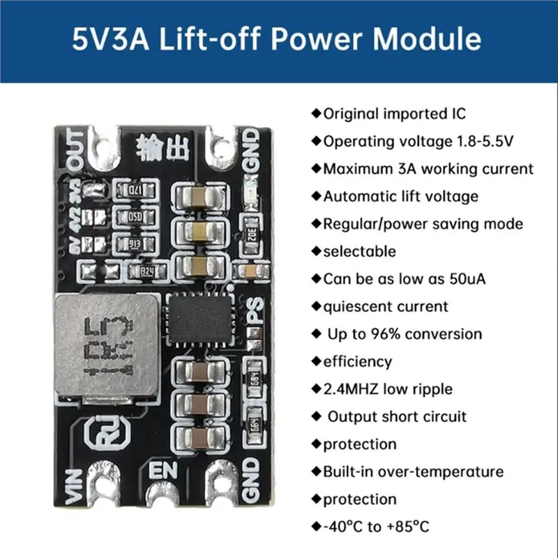 조정 가능한 출력 5개 DC-DC 벅 부스트 모듈 1.8-5.5V 입력에서 3.3V 4.2V 5V 3A 저리플 정전압 모듈-A86G