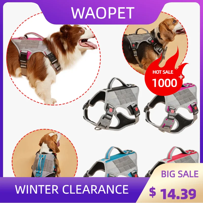 

Breathable Thickened Dog Harness No Pull Waist Protector Reflective Harness With Handle For Small Large Dog Training Warm Winter