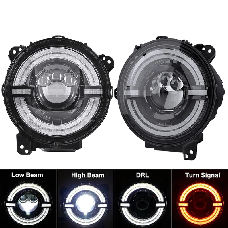 

9 Inch LED Headlights for Jeep Wrangler JL 2018 2019 2020 Hi/Low Beam Halo DRL Turn Signal Light