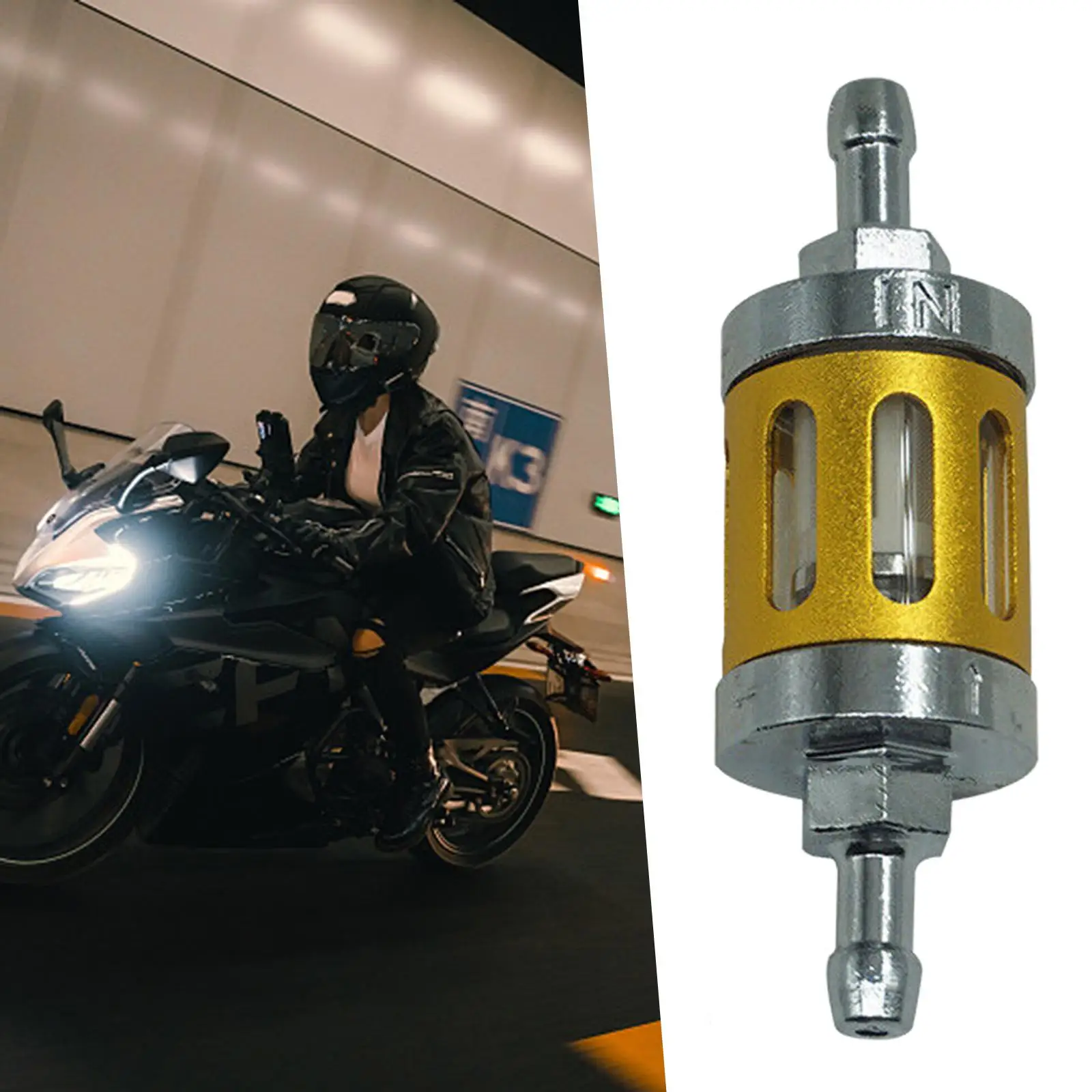 Universal Motorcycle Petrol Oil Fuel Filter Good Filtering Effect Reusable for ATV Dirt Pit Off Road Bike Motocross CNC Aluminum