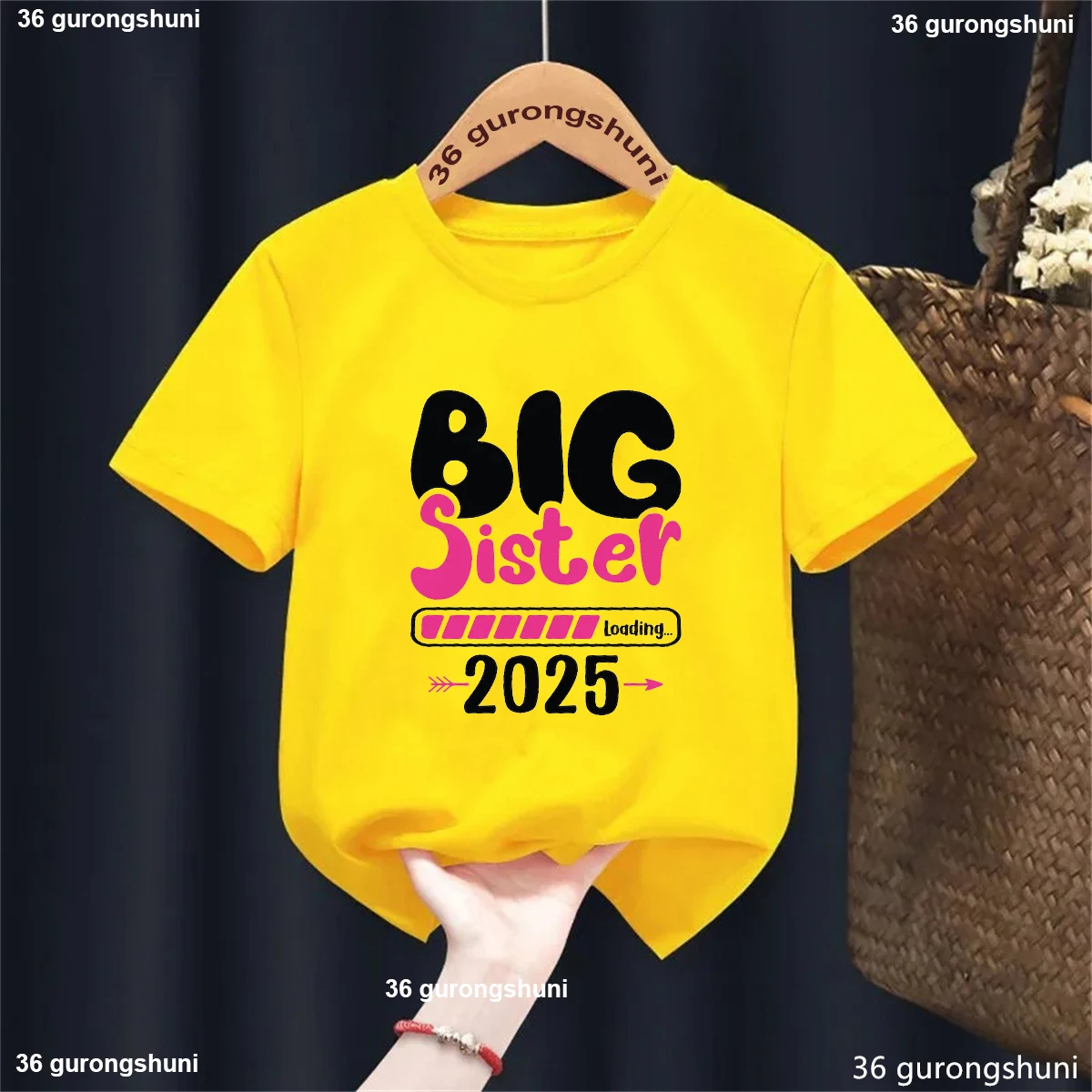 Big Sister Loading 2025 Letter Printed Tshirt Girls Funny Kids Clothes Harajuku Kawaii Children'S Clothing T-Shirt Tops 4