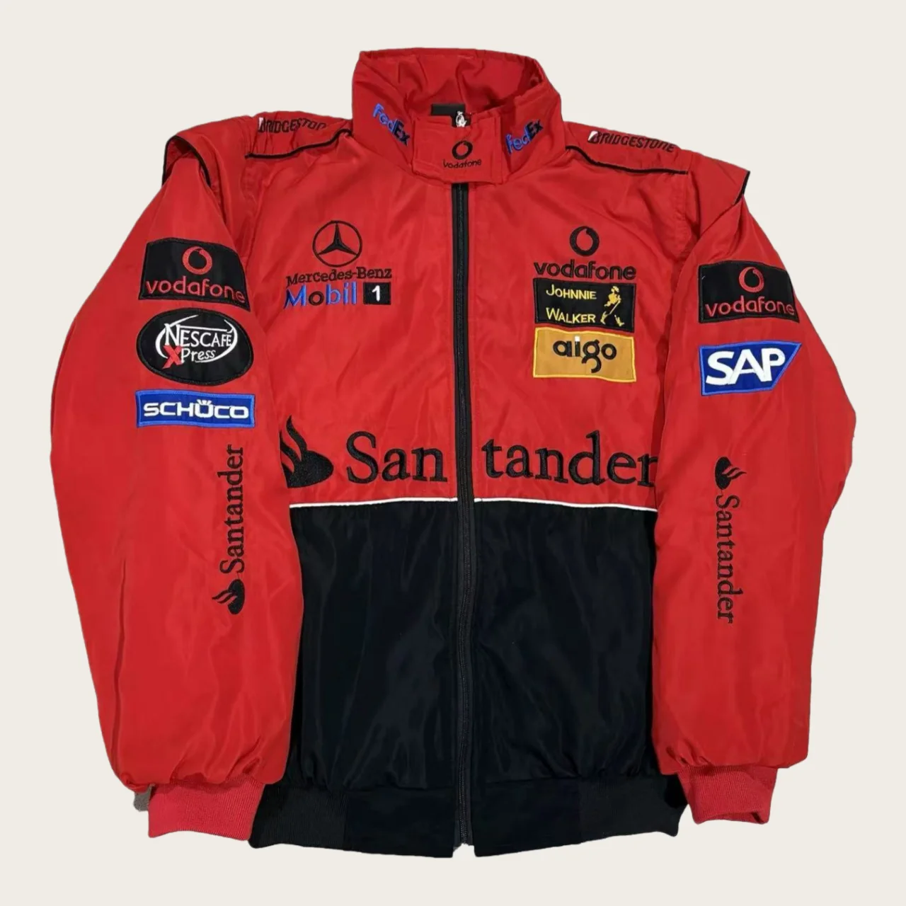 メンズ ホワイト メルセデスAMG レーシングジャケット 2025 Y2K