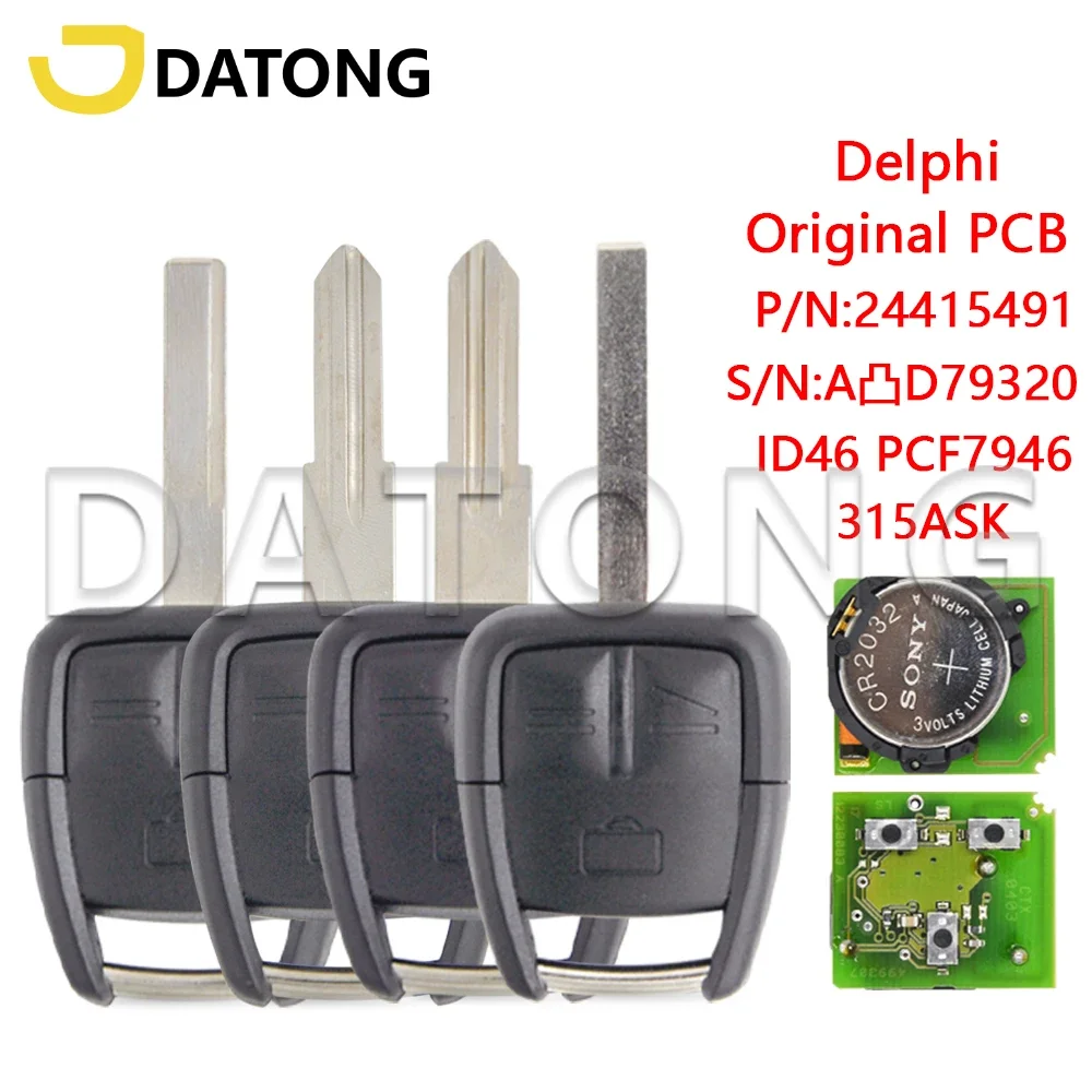 

Datong World Car Remote Control Key For Opel ID46 PCF7946 Type:G-AM 315MHz LP 315ASK Delphi System P/N:24415491 Original Parts