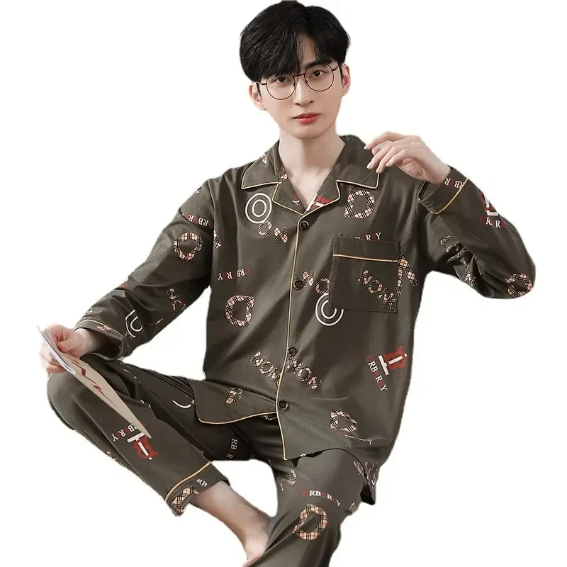 

Spring Outwear Winter Large Suit New Autumn Men's Pajamas Long Fashion Cotton Male Sleepwear Sleeve Cloth Home Pyjamas Size