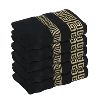 Serviettes de bain en coton noir, couverture 34x74cm/70x140cm, serviette de bain brodée de qualité hôtelière pour adultes, cadeau de noël, 1/5/10 pièces 1