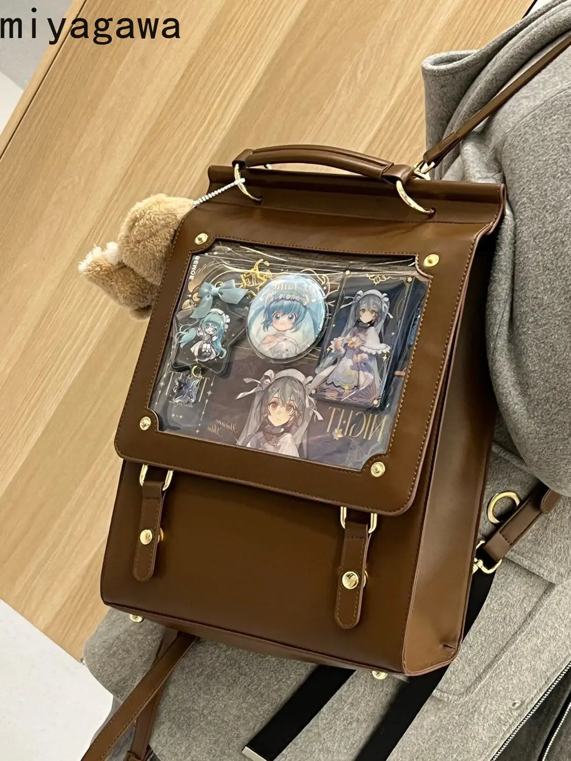 Miyagawa Y2k Backpacks 2023 New Korean Retro Versatile Transparent Pain