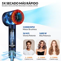 Sèche-cheveux ionique 5 en 1 avec diffuseur, appareils professionnels pour le soin des cheveux, sèche-cheveux sans pales pour femmes, salon de coiffure, super sèche-cheveux 2
