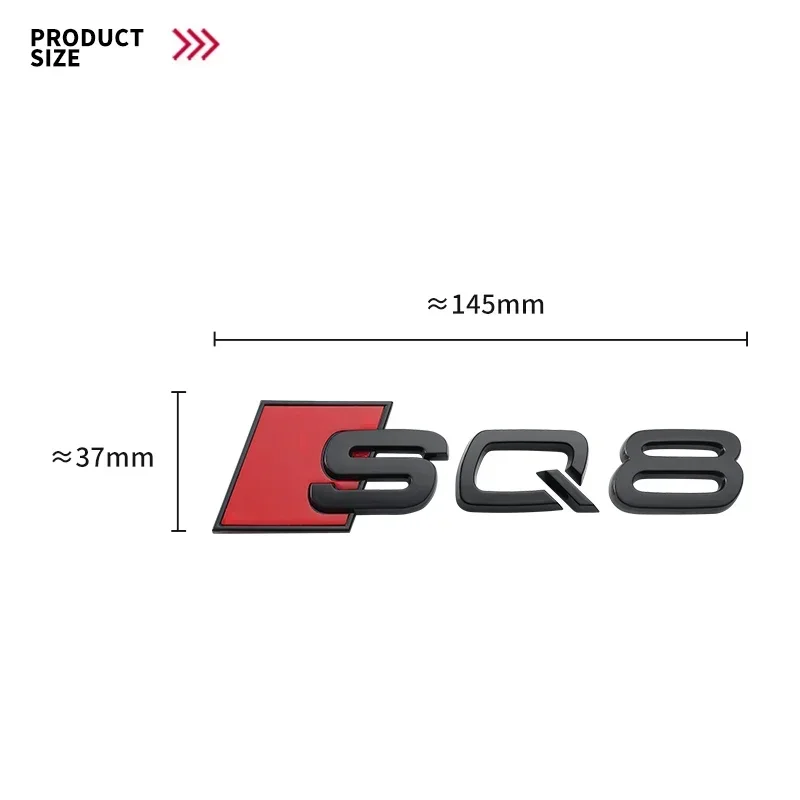 3D ABS 접착 블랙 자동차 트렁크 번호 스티커, 아우디 SQ3 SQ5 SQ7 RSQ3 RSQ7 로고 엠블럼 명판 배지 액세서리