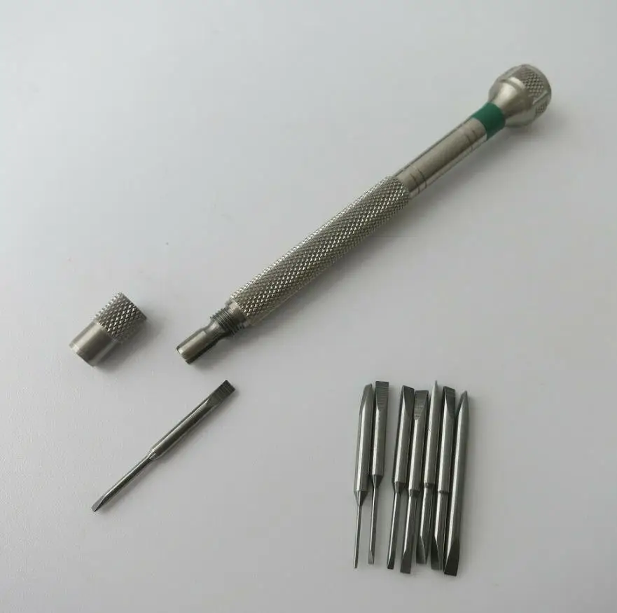 다양한 플랫 헤드 블레이드 8개가 포함된 전문 시계 수리 드라이버 0.6mm 0.8mm 1.0mm 1.2mm 1.4mm 1.6mm 1.8mm 2.0mm W0562