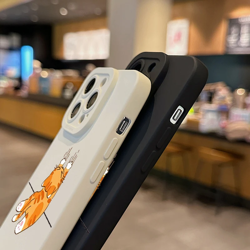 Orange Cat Handstand Phone Case - Stylish Protective Cover with Unique Design