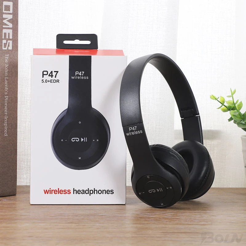 New P47 Wireless Headphones Bluetooth 5.0 Earphones Foldable Bass Helmet Support TF-Card For All Phone PC PS4 With Mic Headsets 4