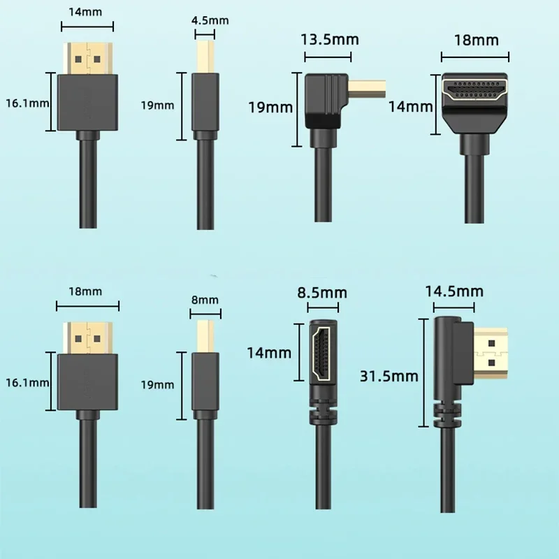 HDMI Cable HDMI Adapter Cable HDMI Adapter Aux Cable 90 Degree HDMI 2.1 Cable-Graphene Enhanced for Space-Saving Installations 8K, 3D & High Refresh Rate