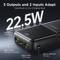 PISEN 20000mAh PD 20W Power Bank à charge rapide SCP 22.5W, batterie externe portable à charge rapide pour Huawei iPhone Xiaomi 5