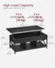 Lift Top Coffee Table, Lift Coffee Table with Storage Shelf for Living Room, OfficeBlack with Wood Grain 2