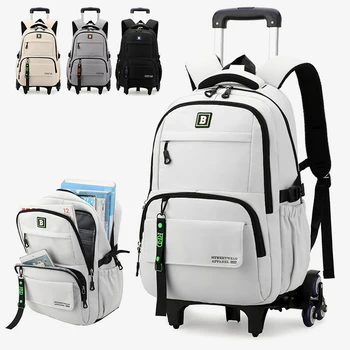 School Bag with wheels Rolling Backpack for boy Kids Student Wheeled Backpack Trolley School Bag Travel Trolley backpack Luggage 1