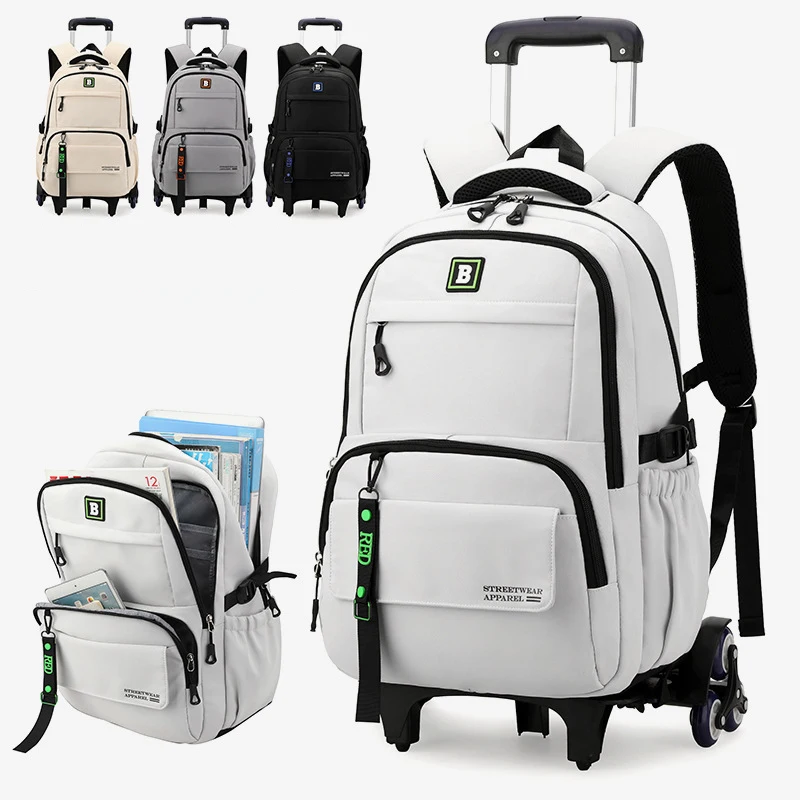 School Bag with wheels Rolling Backpack for boy Kids Student Wheeled Backpack Trolley School Bag Travel Trolley backpack Luggage
