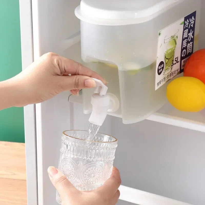 3.5L Large Capacity Curling Bottle With Faucet For Fruit Brewing Tea Bottle Refrigerator For Cold Drinks Essential Summer