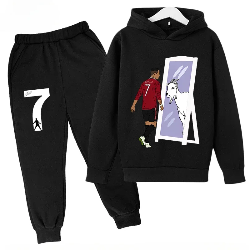 thumbnail image 1 of Conjunto de sudadera y pantalones deportivos para niños, conjunto de 2 piezas para niños y niñas, ropa para niños con estampado de avatar de Ronaldo, 1 of 5