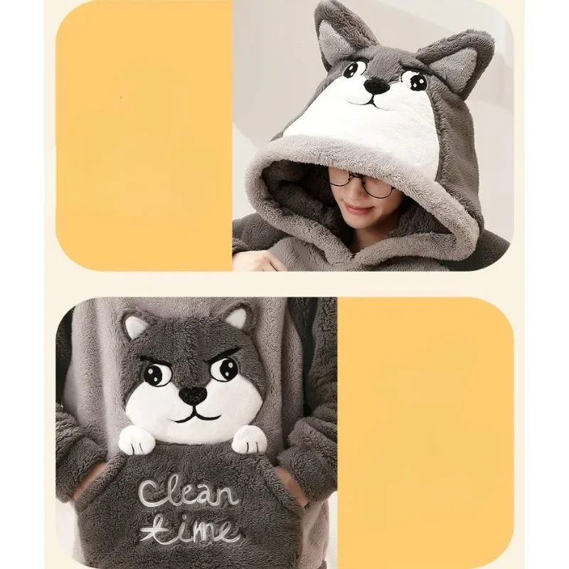 Pajamas Set Men's Coral Fleece Pajamas Autumn Winter