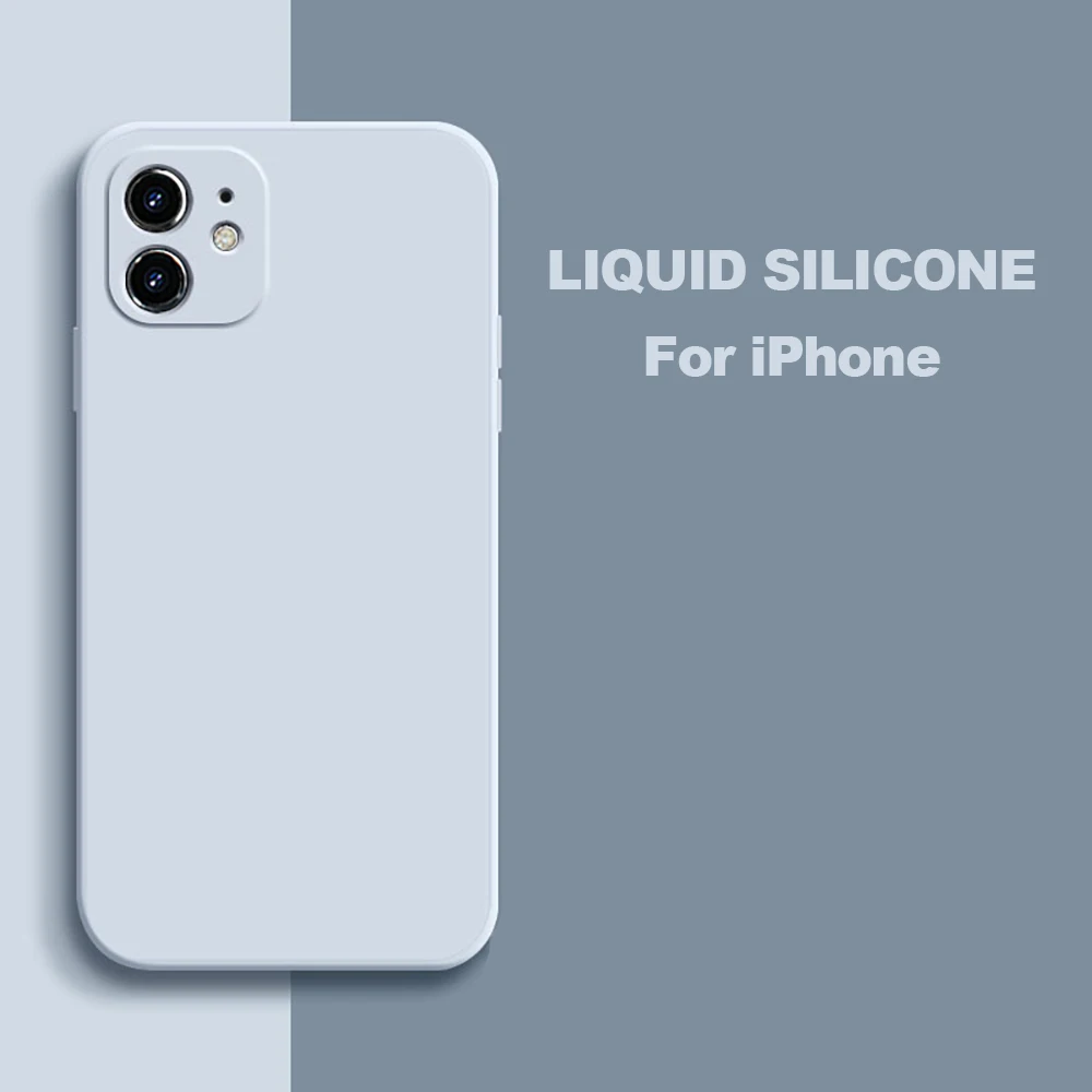 חדש כיכר נוזל סיליקון מקרה עבור iPhone 11 12 13 פרו מקס מיני X XS Max XR 8 7 6S בתוספת SE2022 מלא עדשת הגנה רך כיסוי iphone 12 phone mini case