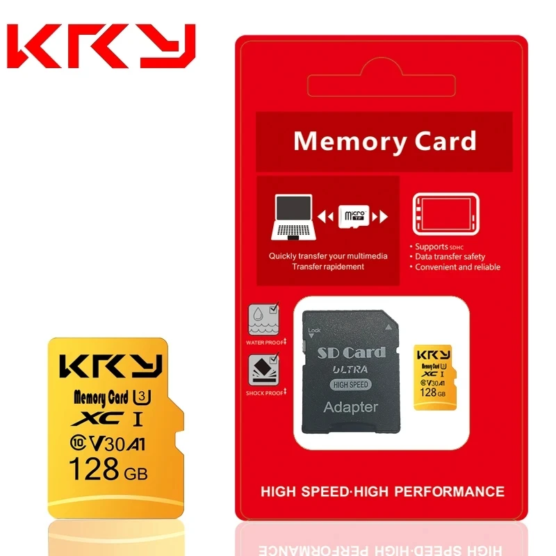 마이크로 메모리 SD TF 카드, SD/TF 플래시 카드, U3 클래스 10, 128GB, 64GB, 32GB, 128GB