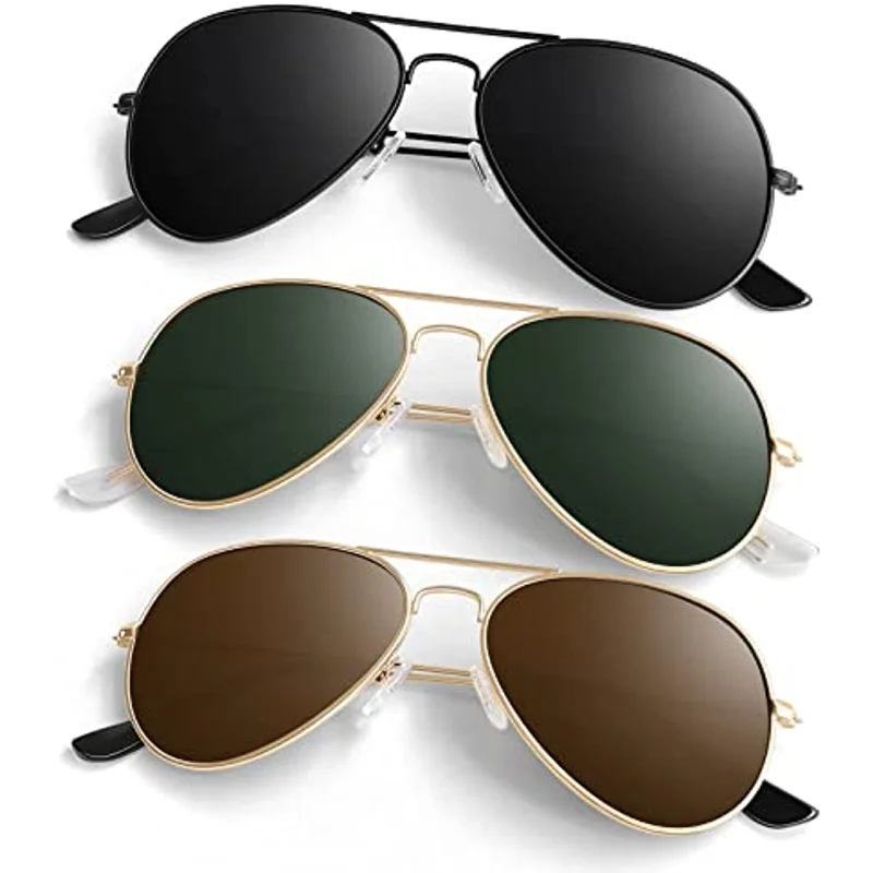 Men's and Women's Pilot Sunglasses, Lightweight Metal Frames, Polarized UV400 Protection Sunglasses