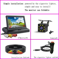Compact Car Rear View Backup Camera Monitor with Night Vision (5 in add camera)