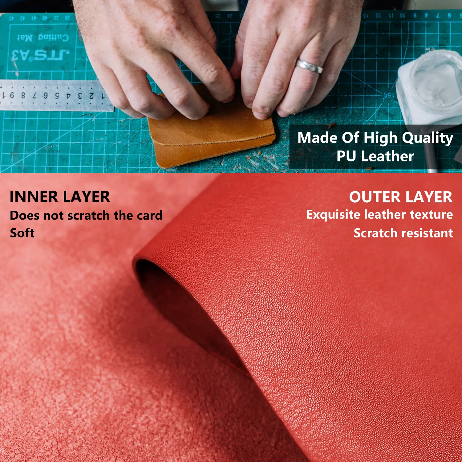 Karten tasche ausziehbares Design Leder karten hülle mit großer Kapazität kann 5 Karten Aufbewahrung beutel für Bankkarte ID-Karte VIP-Karten abdeckung halten – Detail 5