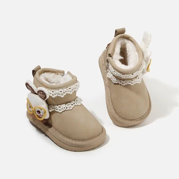 2025 New Cute Cartoon Fleece-lined Warm Walker Shoes for Winter New Fashion Versatile Children's Baby Warm Shoes