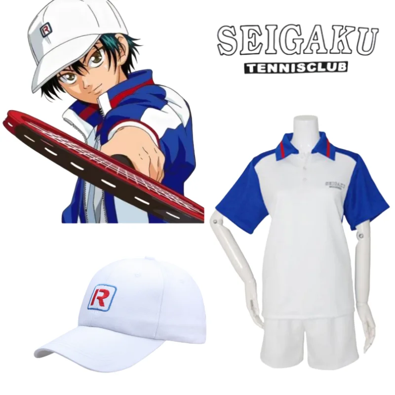 

Anime The Prince of Tennis Ryoma Echizen Tennis Jersey Summer Short Sleeve Shirt Sportswear SEIGAKU Halloween Party Costumes