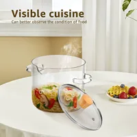 Marmite en verre 1.6/2.3L avec couvercle, casserole en verre, bols à céréales, marmite pour poêle, haute teneur en Borosilicate, poêles de cuisson transparentes pour soupe 3