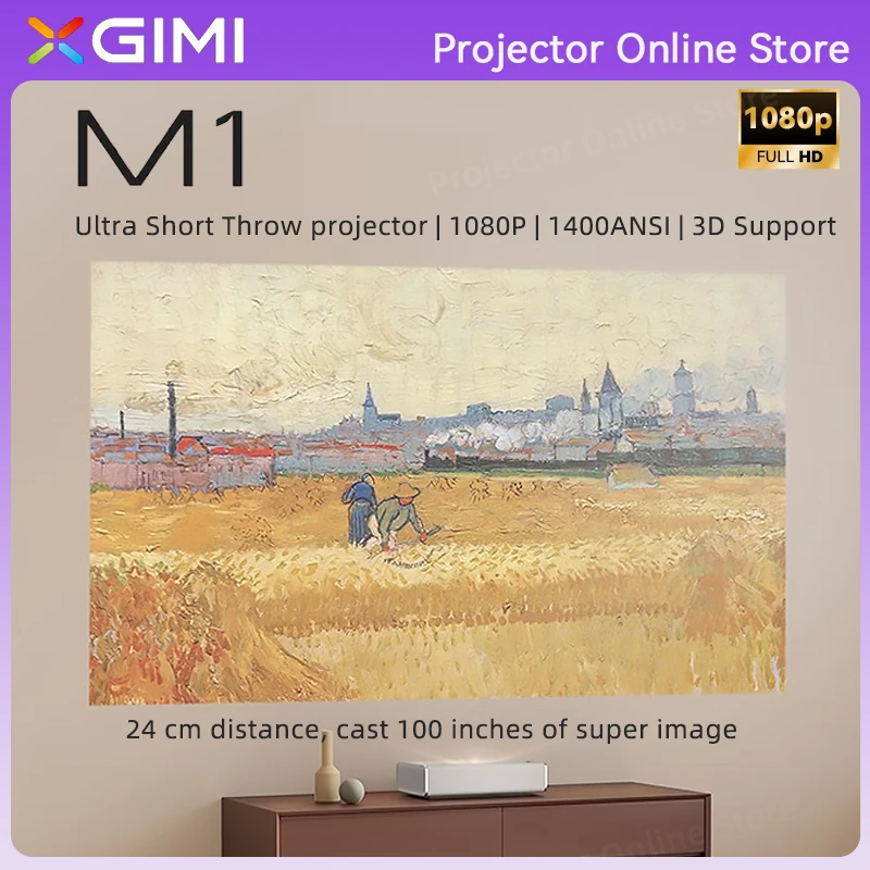 XGIMI M1 울트라 숏 스로우 프로젝터, 1080P 1400Ansi, TV 스마트 홈 시어터, 3D 와이파이, 하만 카돈 스피커, 자동 초점